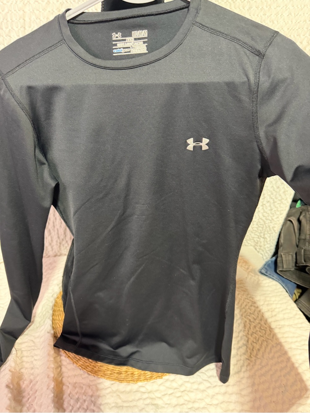 Under Armour Men's Black Long Sleeve Athletic Shirt with Silver Logo